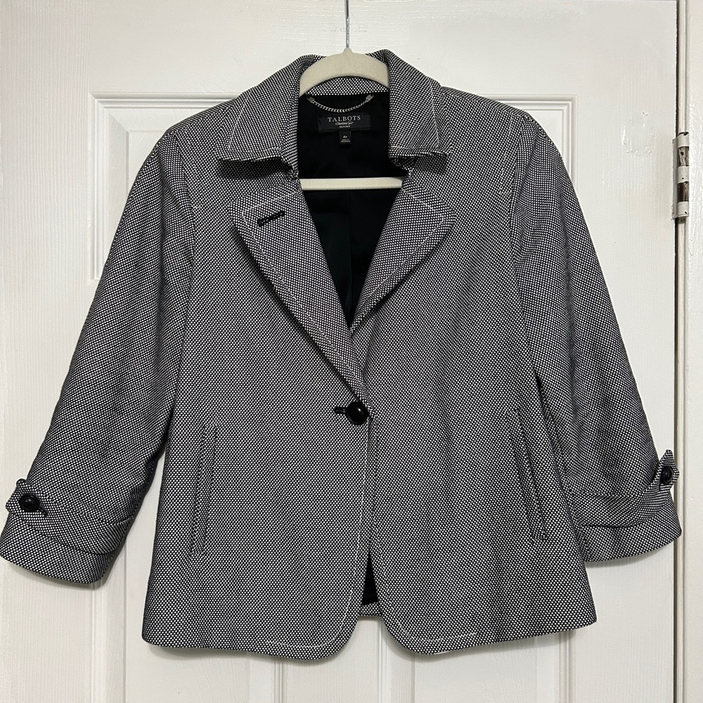 Talbots black and white blazer, size 4p